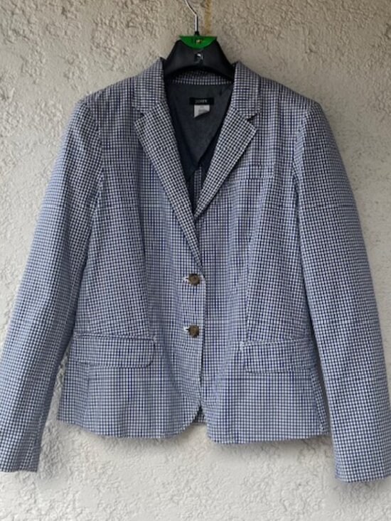 J. Crew Jackets & Blazers - Vintage J.Crew Blue Gingham 100% Cotton Blazer - new!
